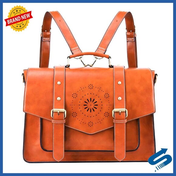 Handbags - Vegan Leather Laptop Briefcase Convertible Backpack Professional Work Bag